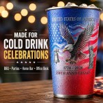 250th Anniversary Color Changing Stainless Steel Cup 16 oz Patriotic Eagle Drinkware